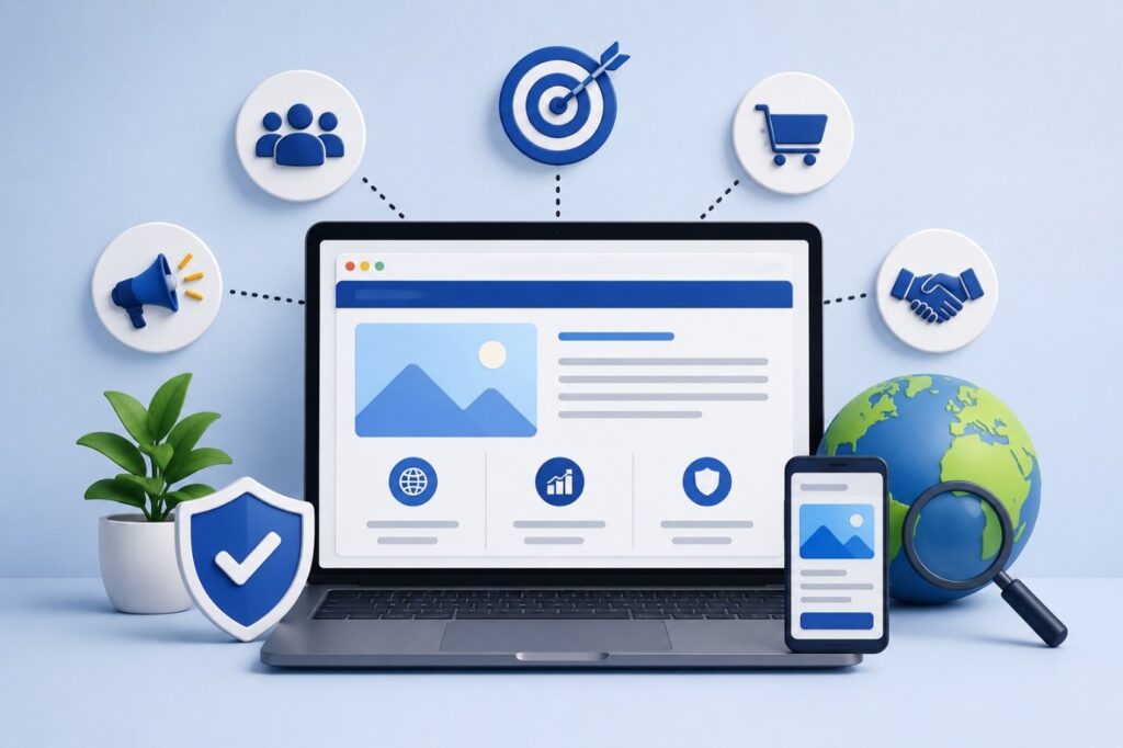 Professional business website displayed on desktop and mobile devices representing a strong online presence.