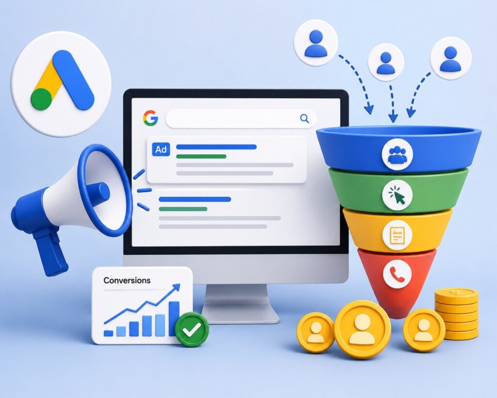Google Ads campaign generating qualified business leads through targeted search advertising.